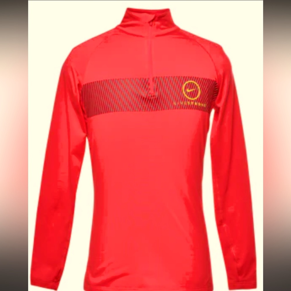 Nike Compression Sweat Shirt Red LiveStrong 1/4 zip Pullover Size M